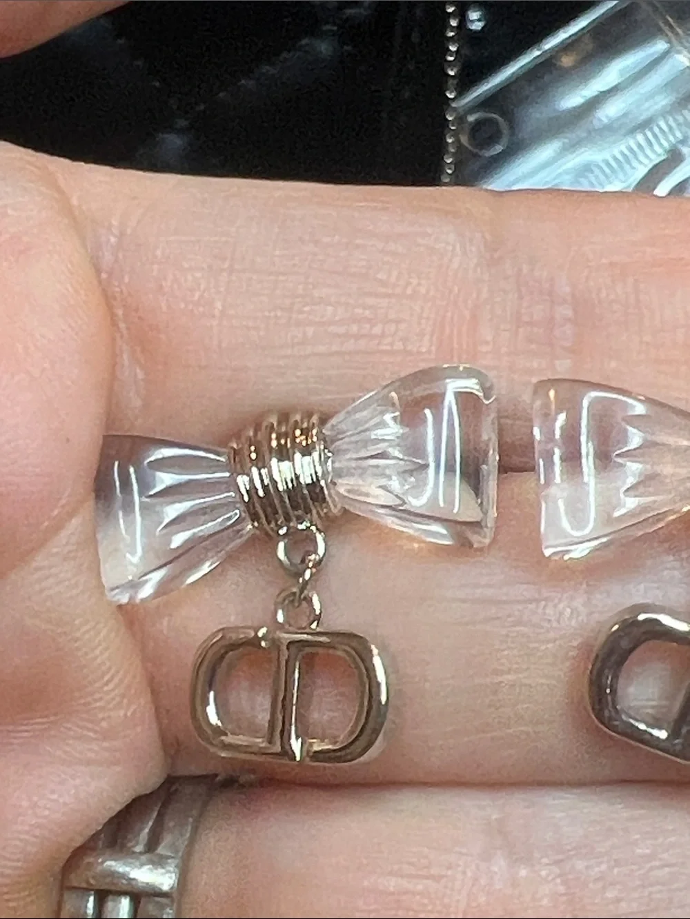 Crystal Bead Charm Bracelet with Double-D Logo Charms
